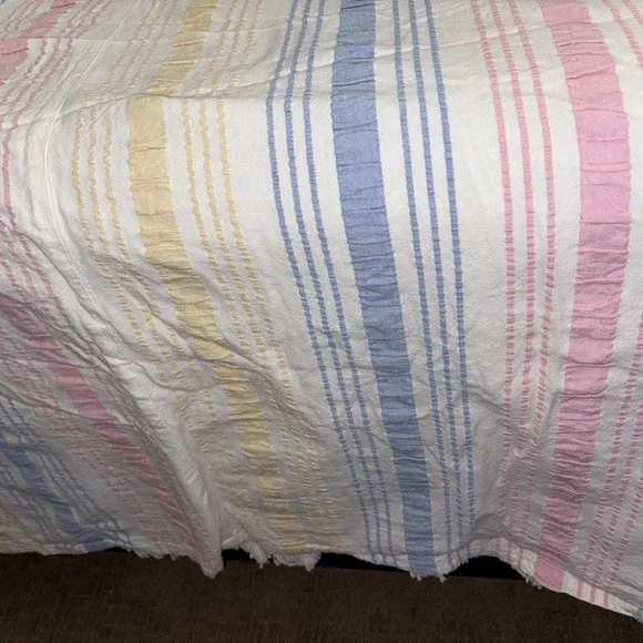 VTG 1960-1980 Seersucker thick Cotton KINGbed Cover 120X90 coverlets large